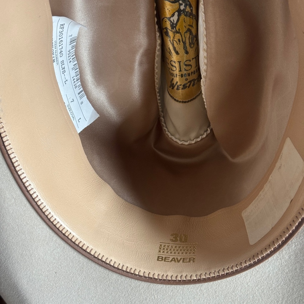 Resistol 30x Beaver Western Vintage Cowboy Felt
Hat 7 56 Long Oval Rare Tan - Picture 6 of 7